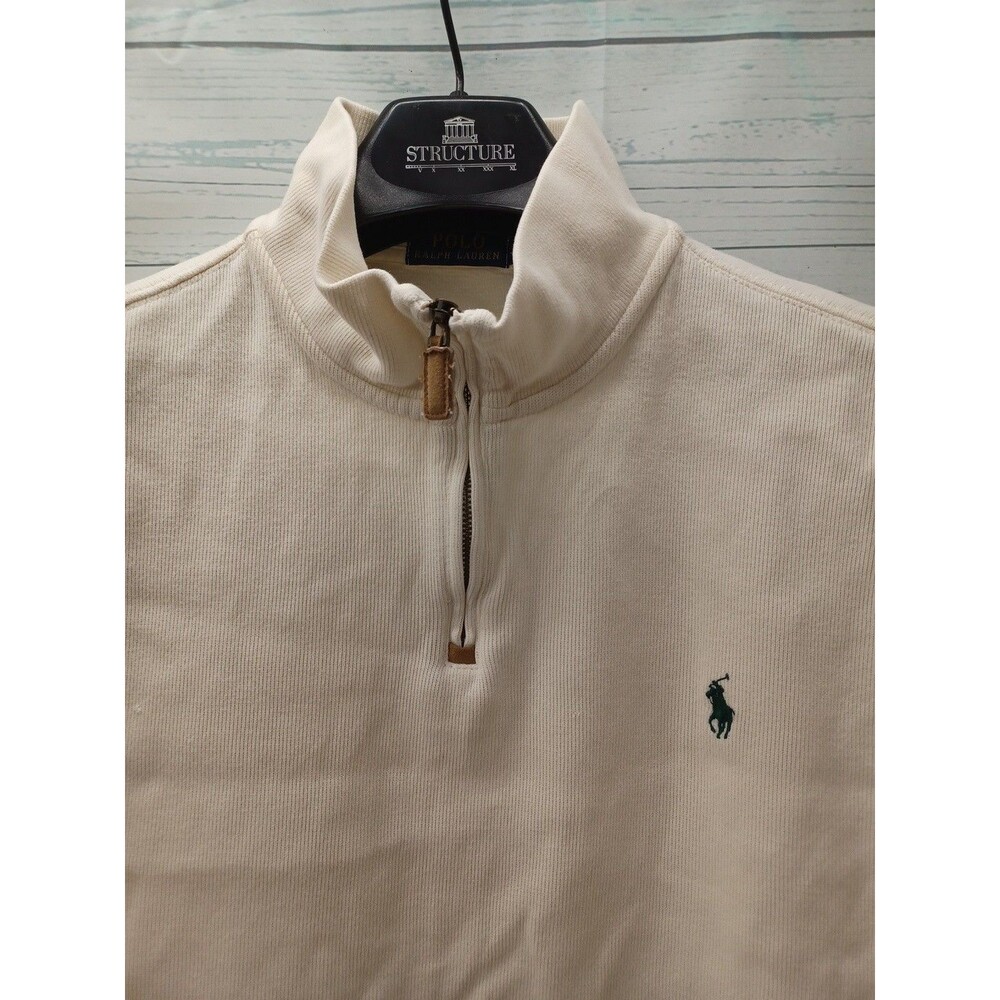 Polo Ralph Lauren Ivory Pullover Zip Henley Mens XL - Picture 2 of 11